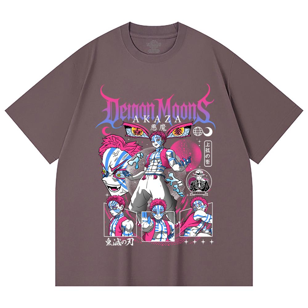 230 Gsm 100% Cotton Demon Slayer V31 Akaza Print Unisex Heavy Cotton T Shirt