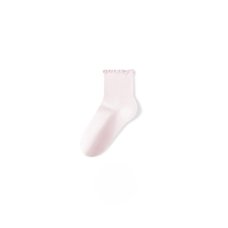 Female Spring and Autumn Solid Color Fungus Side Antibacterial Deodorizing Soft Not To Choke Foot Tube Socks