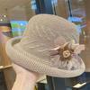 Korean Style Flower Fisherman Hat Rolled Brim Women Sun Cap Sweet Sunscreen Bucket Cap  Fishing