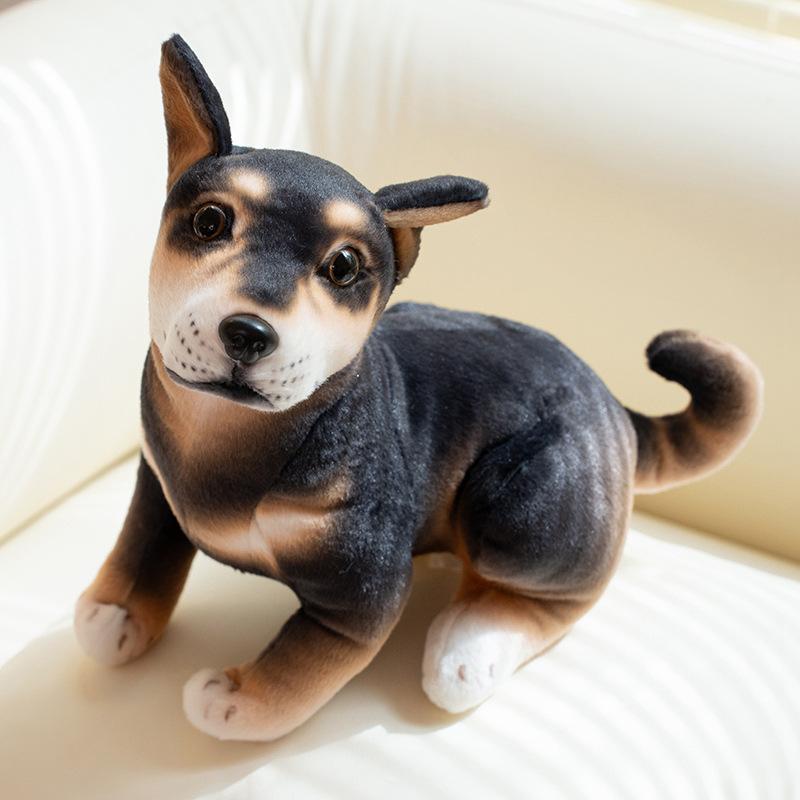 Symulowany nakrapiany pies lalka pluszowa zabawka szczeniak pies Shiba Inu trzymający lalkę dzieci towarzysząca uspokajająca lalka