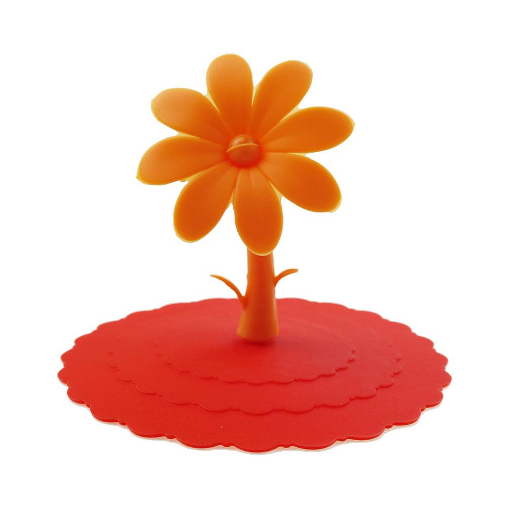 For Better Life 1PC Silicone Water Cup Lid Anti-dust Seals Glass Cap Cover Cute Flowers Adorn Easy To Clean Odorless Handle
