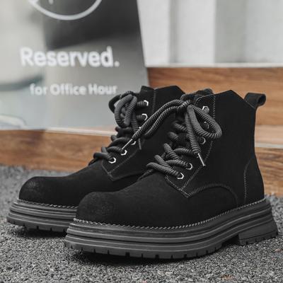 Large Size Men's Casual Cow Suede Leather Boots Lace-up Platform Shoes Outdoors Desert Boot Handsome Cowboy Ankle Botas Hombre