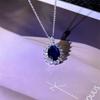 Xiao Dai Fei Women's Luxury Royal Blue Sapphire Necklace: Elegant Oval Gemstone Pendant On a Noble Temperament Collarbone Chain