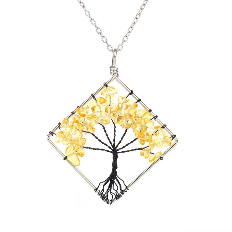 Tree Of Life Square Necklace Natural Irregular Gravel Fashion Accessories Necklace Accessories N51 цитриновый
