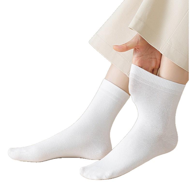 Women's Mid-Calf Solid Color Pure Cotton Socks - Autumn & Spring Trend