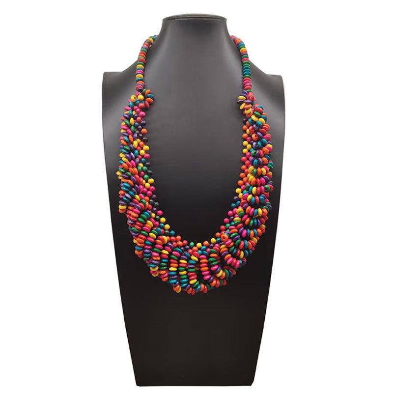 Colored Creative Wooden Bead Woven Necklace Neck Accessories For Gift Holiday