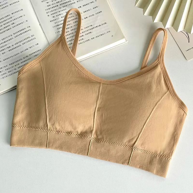 Women's Wire-Free Push-Up Sports Camisole Cami-Style One-Piece Bra Underwear