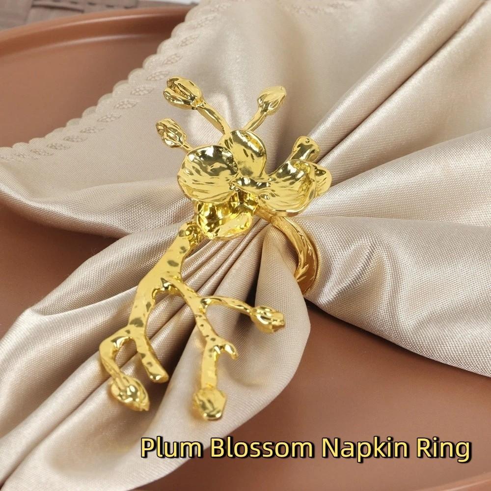 2PCS Luxury Plum Blossom Napkin Ring Elegant Serviette Ring Creative Table Napkin Holder  Banquet