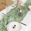 Soft Polyester Table Runner Rustic Cheesecloth Runner, Wedding Sheer Kitchen Dining Accessory Boho for Bridal Shower Baby Elegant Party