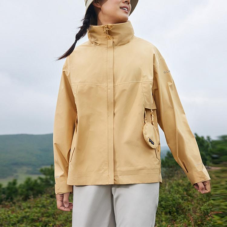 Columbia Trail Series Solid Logo Packable Hooded Waterproof Jacket Women Jacket Yellow WR9074-292