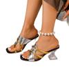 Anti-slip Shoes - New Style Women's Large Size Low-heeled High-heeled Flip-flops