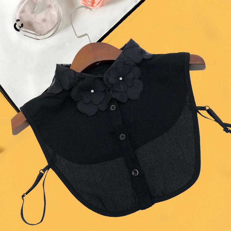 

Embrodiery Chiffon Shirt Fake Collar Women Detachable Collars White Ladies Tie Black False Collar Shirt Removable Nep Kraagie