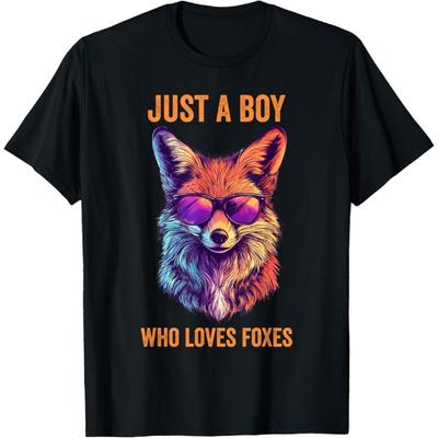Just A Boy Who Loves Foxes Funny Fox Sunglasses T-Shirt