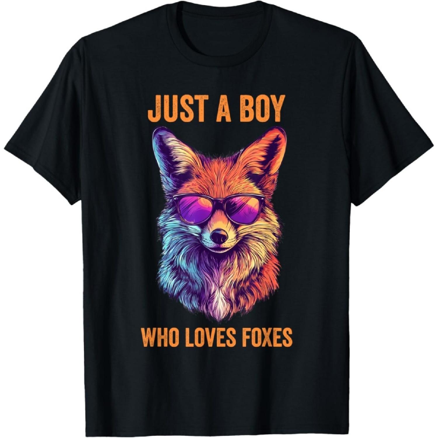 

Just A Boy Who Loves Foxes Funny Fox Sunglasses T-Shirt XXXXXL чорний