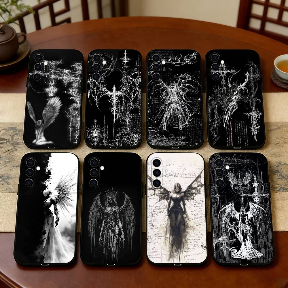 G-Gothic Cyber Sigil Phone Case For Samsung Galaxy A73,A72,A71,A70,A53,A52,A51,Others Soft Black Cover