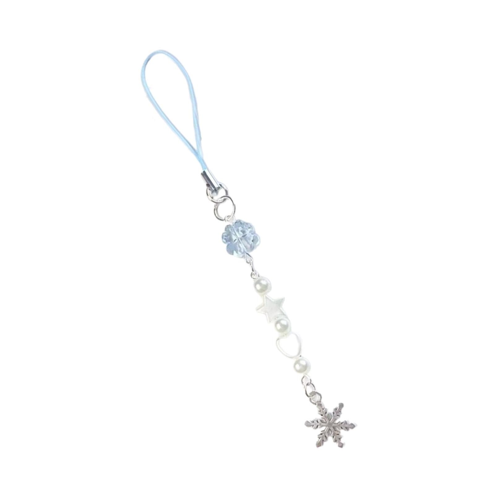 

Четырехлистный клевер Жемчуг Снежинка Ремешок для телефона Универсальный ювелирный аксессуар для украшения телефонов и сумок Ежедневное использование синий