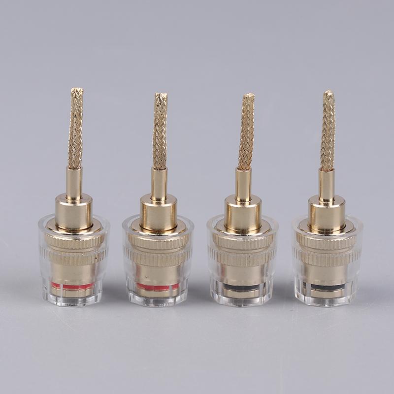 2/4Pcs 4MM Banana Female To 2MM Pin Connector HIFI Cable Adapter Plug Braided Copper Wire Socket Audio Terminals