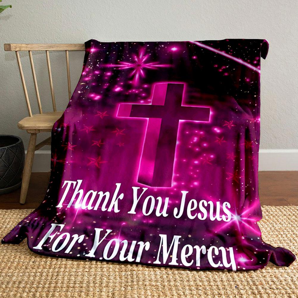

Thank You Jesus For Your Mercy Blanket Printed Blanket for Living Room Bed Couch lunch break Soft Cozy Blanket for Friend s festival Gift 80cm x 120cm
