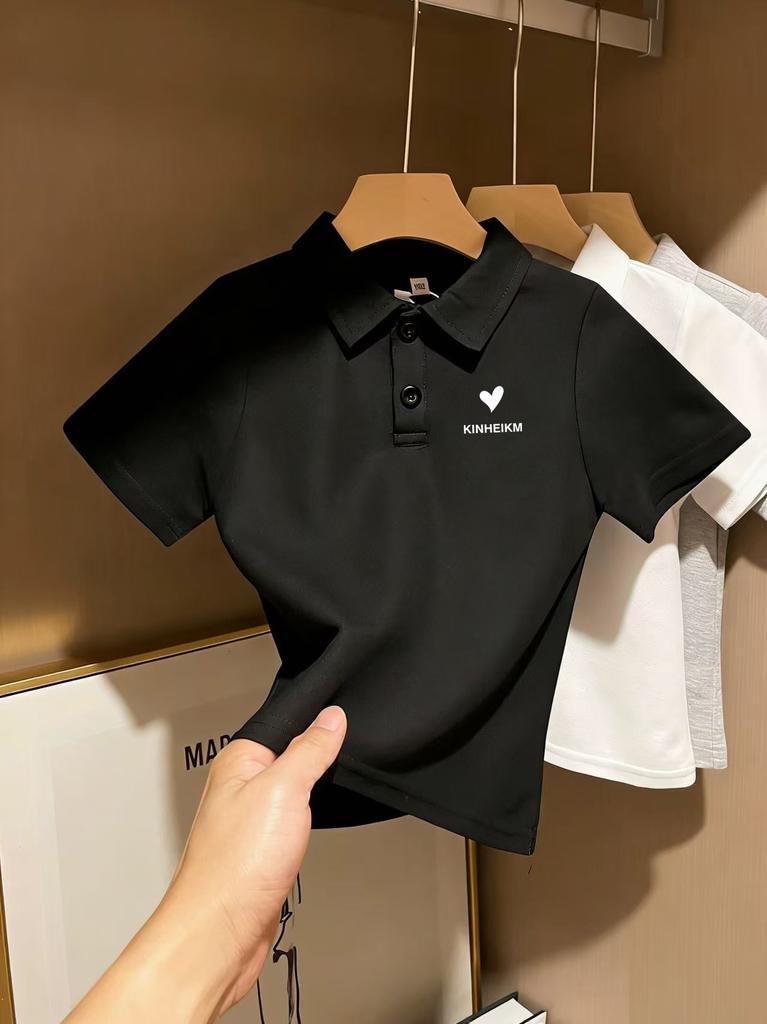 Summer Kids Cotton Polo Shirt Short Sleeve T Shirt For Boys And Girls Fashionable Top For Middle And Big Children