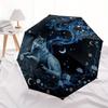 Enchanted Night Wolf Wall Art: Mystical Moonlit DecorUmbrella with Cute Design, Portable 3-Fold Compact Umbrella for Men & Women, Valentine's Day Moth