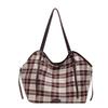 Fashion Plaid Canvas Tote Bag Women's New Versatile Casual Lightweight Shoulder Bag