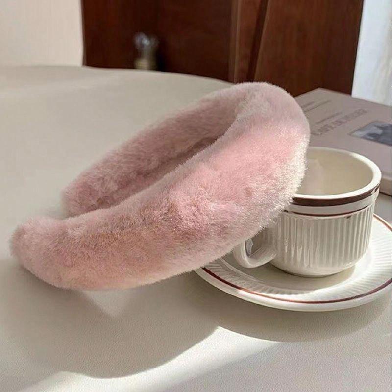 1 Stück Damen dickes Nerzfell Stirnband mit Herbst- und Winterfell breiter Kante und Winterfell Nerzfell einfarbiges Stirnband