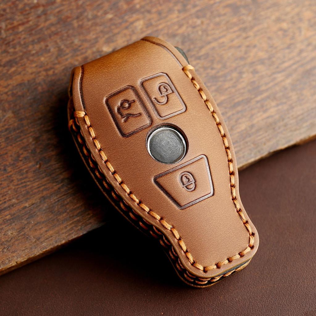 Leather Car Key Cover Keychain Case Protector Bag for Mercedes Benz A B C E S G Class W204 W205 W212 W213 W176 W177 GLC CLA AMG