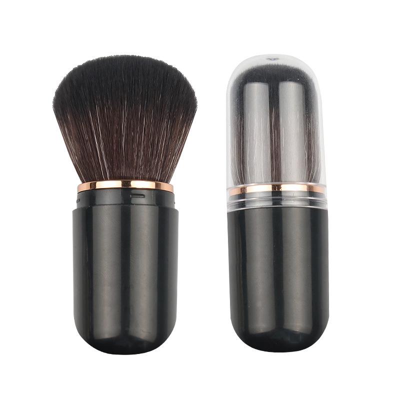Přenosná zatahovací sada štětců na make-up v kapsli s víčkem - Obsahuje štětce na tvářenku, setting a pudr