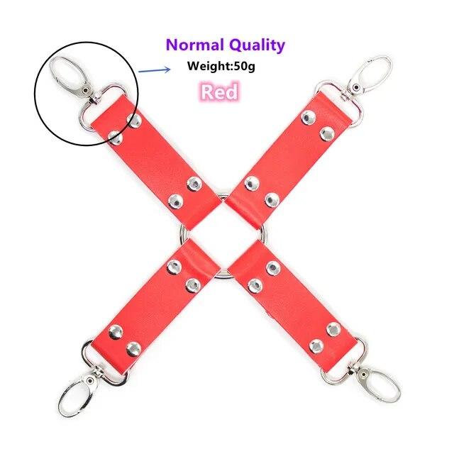 Bondage Set BDSM Kit of Adjustable Leather Handcuffs Sex Toys with Cross Lock for Men Women Fetish Adult Games Erotic Accessory