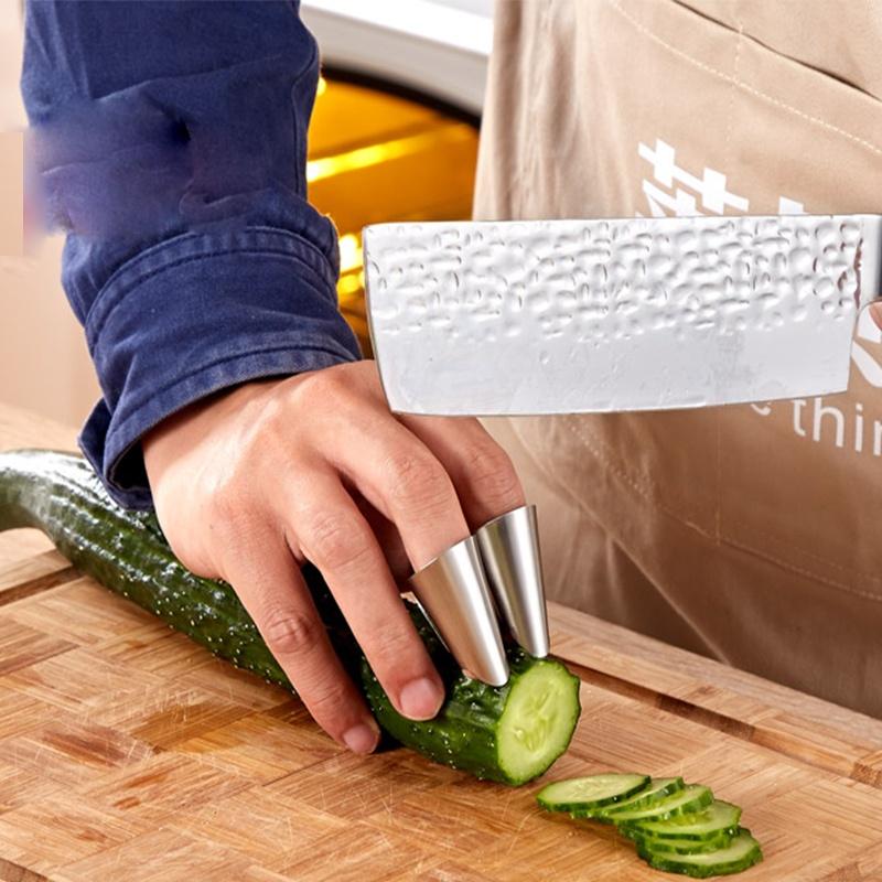 2pcs Nail Sleeve Stainless Steel Vegetable Cutting Finger Hand Protector Kitchen Accessories Strippi