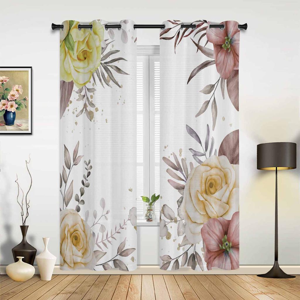 Flower Pattern Plant Dark Jungle Palm Bright  Window Curtains Scenic Curtains for Living Room Decorative Items Living Room