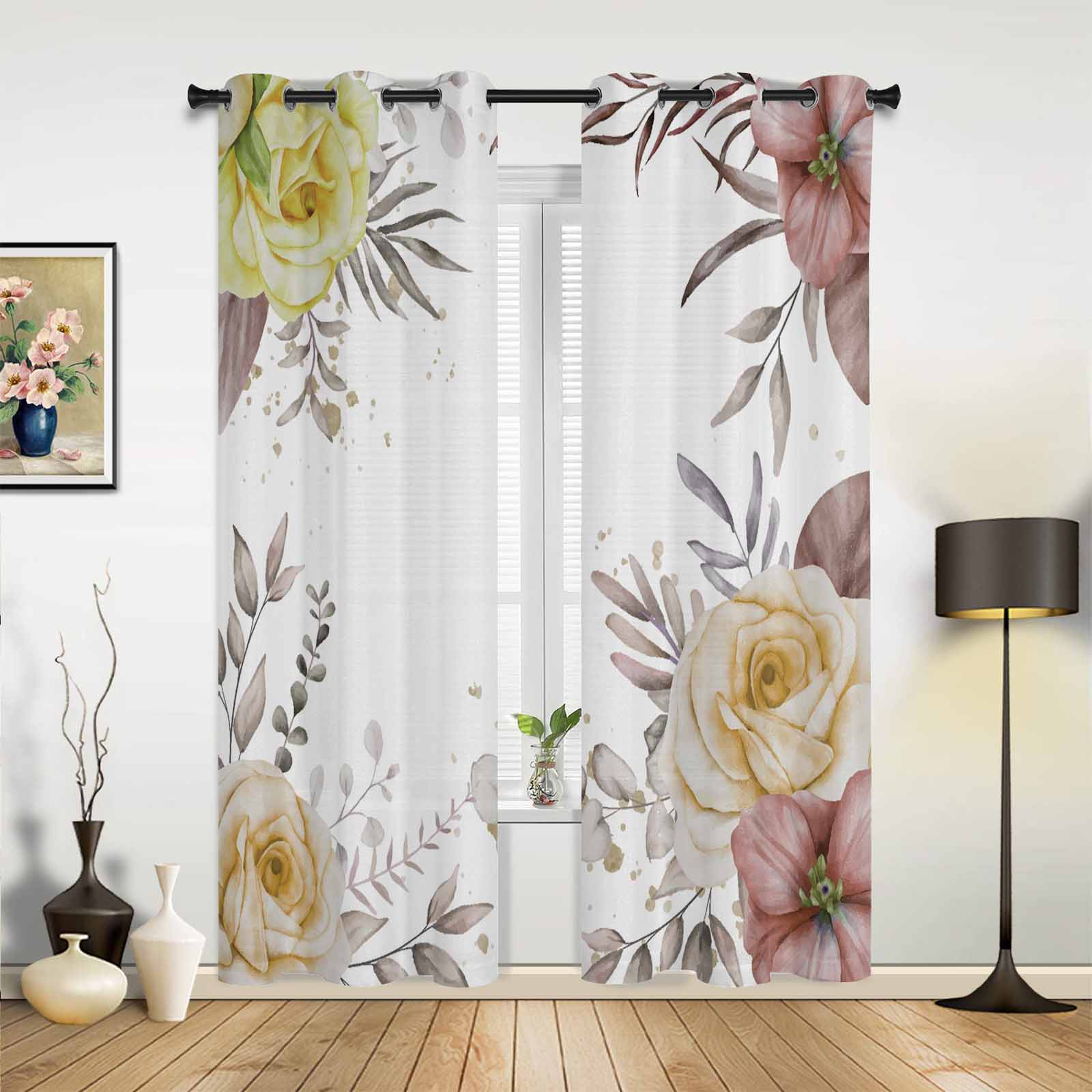 Цветочный узор Растение Темные джунгли Пальма Яркие шторы на окна Живописные шторы — фото 16