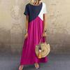 Women's Summer Fashion   Contrast Color Stitching Skirt Large Size Dress