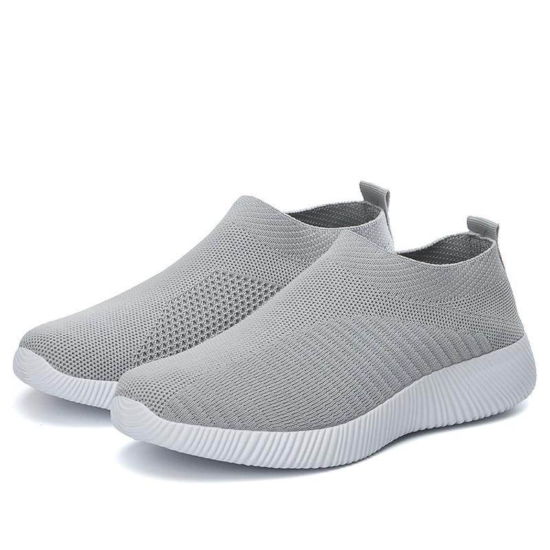 Einfarbige Sneakers für Damen, atmungsaktives Mesh-Gewebe, leichte Outdoor-Laufschuhe mit niedrigem Schaft, Sport-Socken
