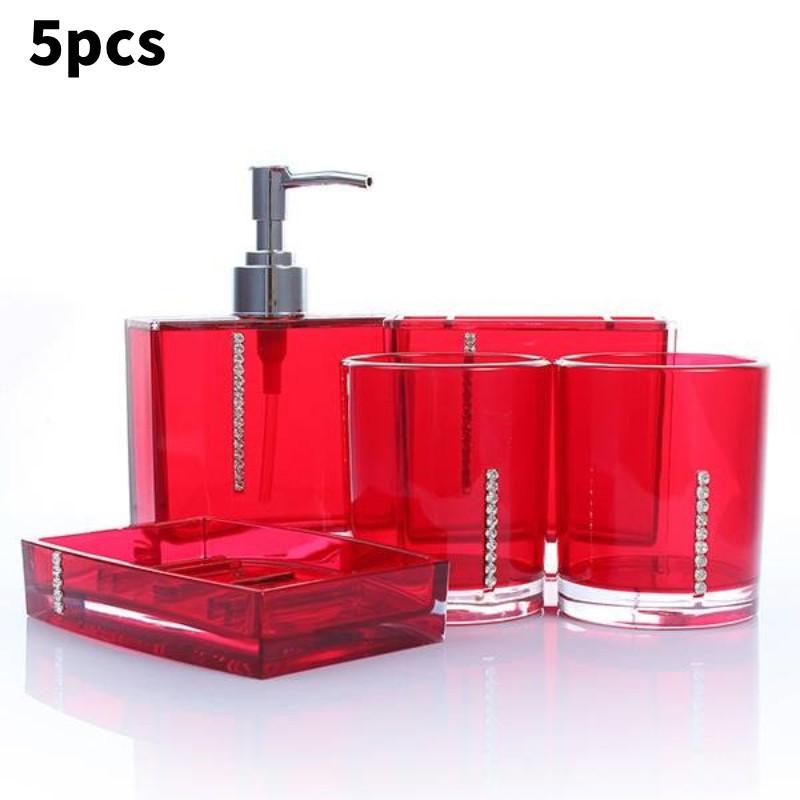 5 Accessories Pcs Bathroom Multicolors Acrylic Diamondmounted Shining Sets