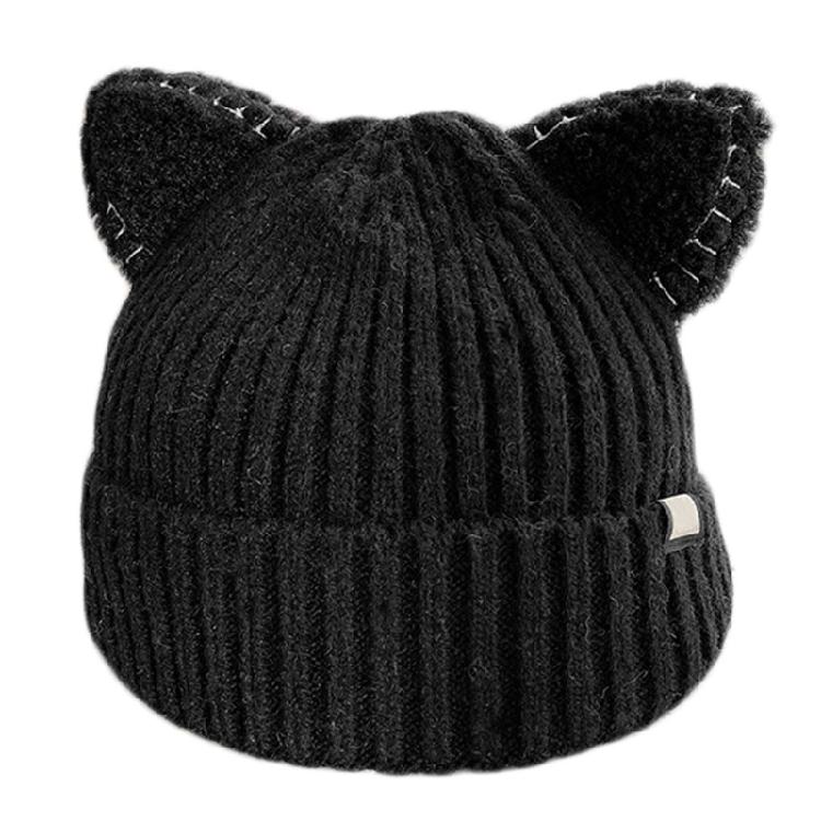 Kawaii for Cat Ears Hats Cute Cap Solid Color Hat Wool Knit Hat Earprotect All-m