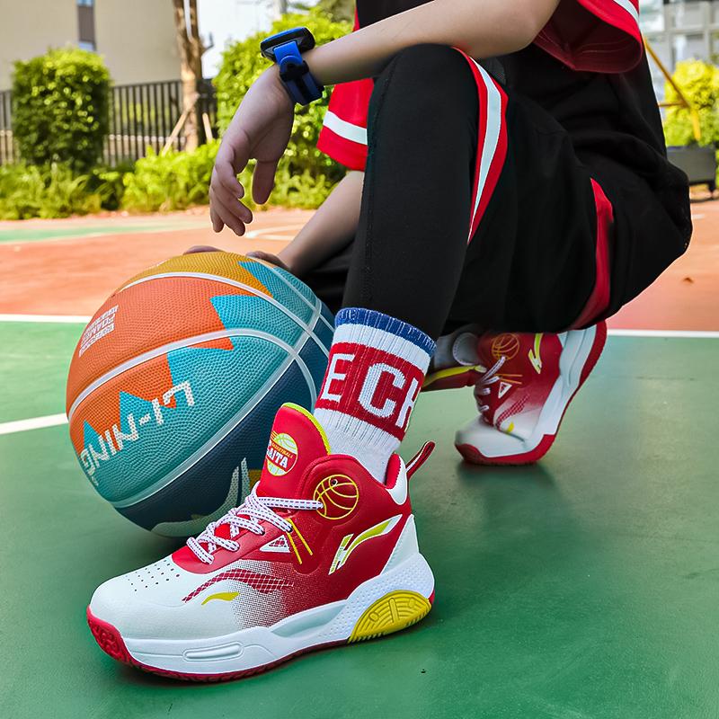 Autumn / Winter Leather Super Fiber Leather Children's Basketball Shoes Youth Casual Basketball Sports Shoes