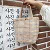 81 woolen plaid bento bag tote bag fresh women walking lunch box small carry bag