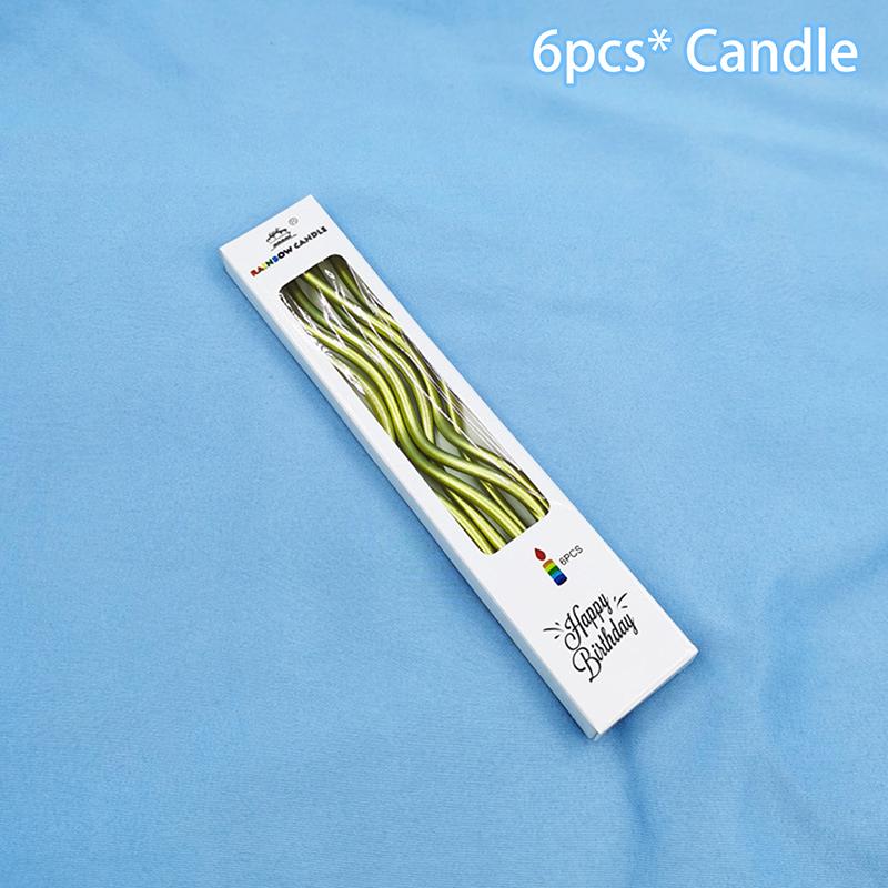 

6 шт./кор. резьбовые свечи изогнутые свечи для торта длинные изогнутые безопасные огни для торта для детей праздничный торт романтические украшения 1 коробка сделай сам A1