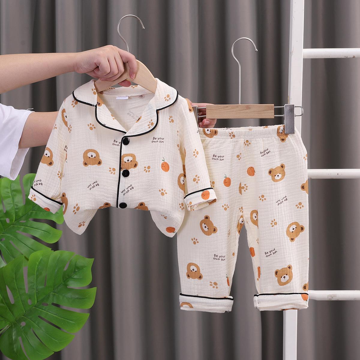 

2025 Spring & Autumn Cartoon Kids Pajama Set: Long Sleeve, Double Layer, Cardigan Style for Boys and Girls 73 cm вершковий/білий