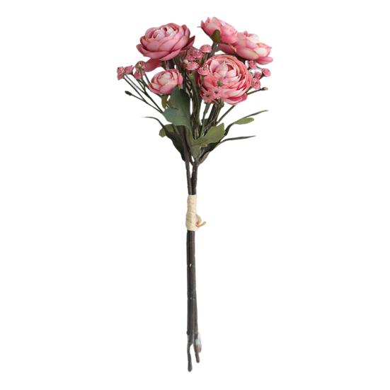 1 Bunch Artificial Camellia Flower Bouquet Realistic Fake Silk Flower