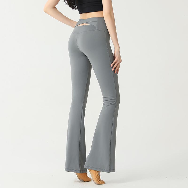

Женские брюки клеш для йоги с высокой талией и перекрестной деталью - Утягивающие, Поднимающие бедра и Персиковые, Высокоэластичная спортивная одежда XL (57-62.5 kg)