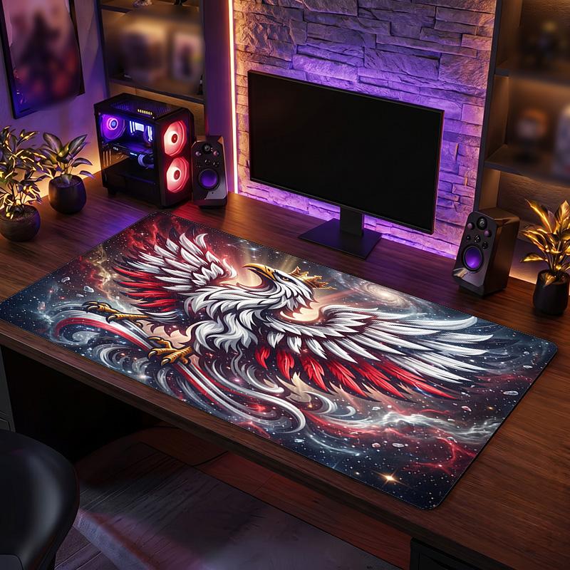 Poland Football Crest Mouse Pad, Extended Non Slip Rubber Desk Mat for Gaming Office Laptop Fan Gift