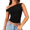 Dámské od ramene Bez rukávů Pevné Sexy Roztomilé tričko Slim Fit Upnuté tričko Crop-Top tílko