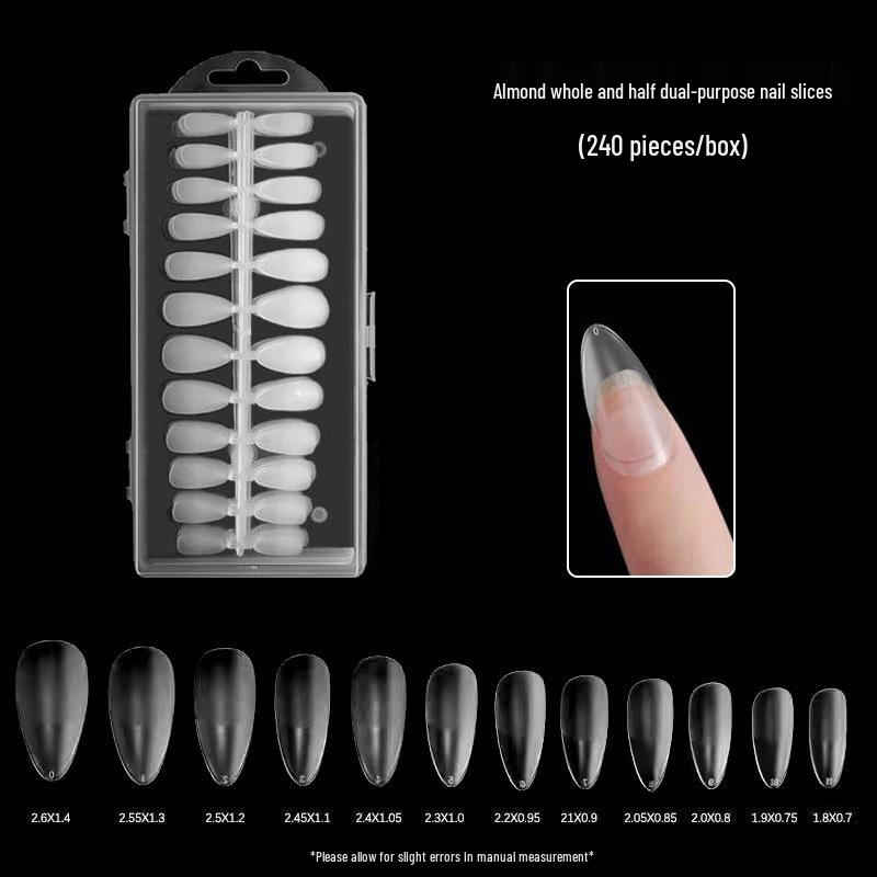 240 Ultra-Thin Matte Almond Nail Tips, Filing-Free, Seamless, Full/Half Use Stickers