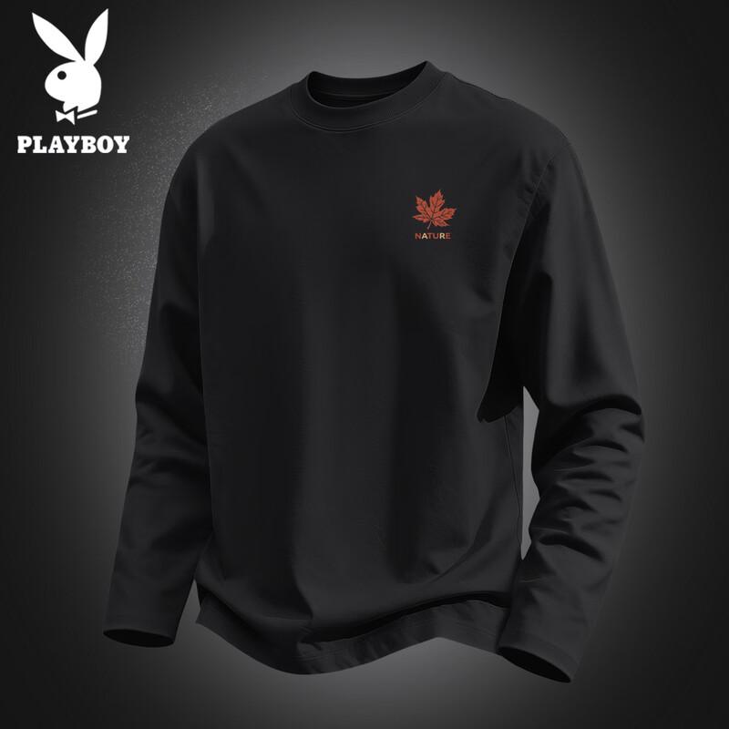 PLAYBOY Men's Long-Sleeve Cotton Casual T-Shirt