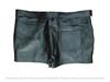 Leather Black Men Short Pants Soft Side Zip Lambskin Gym Sports Boxer Pocket