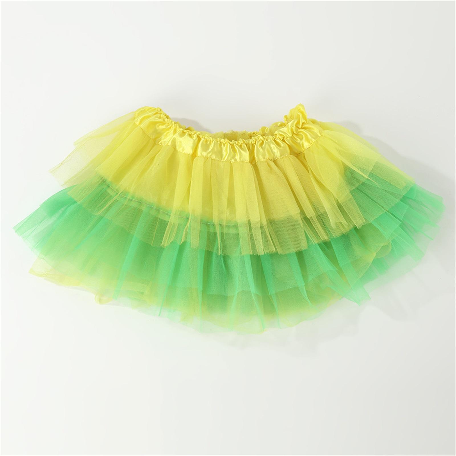 

Дитяча модна багатошарова кольорова коротка спідниця One Size жовтий