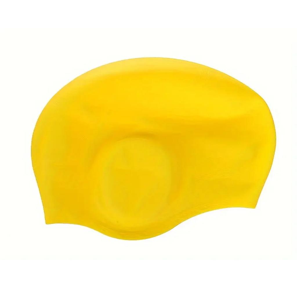 Silikon-Badekappe für Männer und Frauen, gleiche Stil-Badekappe, vergrößerter Ohrenschutz, wasserdichte Erwachsenen-Badekappe