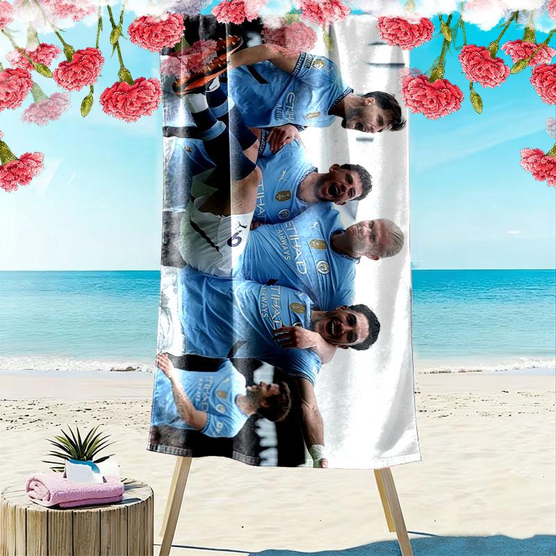 Man City Player Print Beach Towel, Large Soft Quick Dry Towel for Beach Camping Swimming